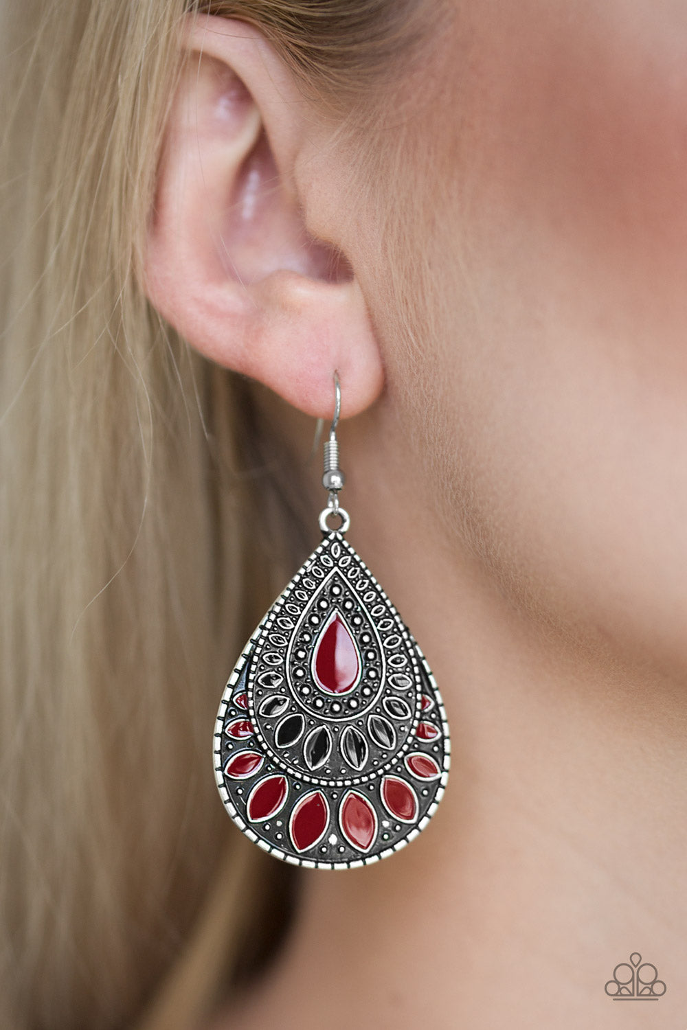 Paparazzi Westside Wildside - Multi Red Black Earrings