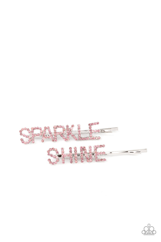 Paparazzi Center Of The SPARKLE-verse - Pink Hair Clips