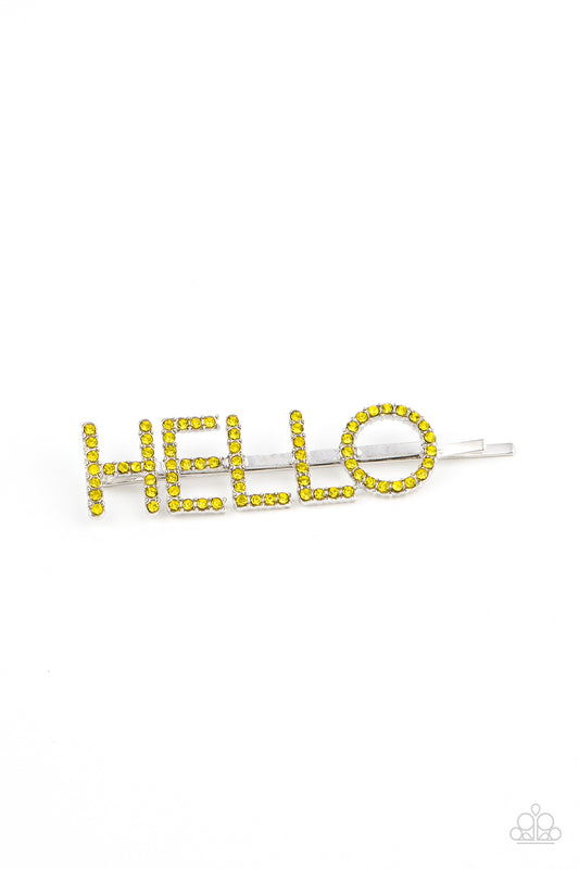 Paparazzi Hello There - Yellow Hair Clip