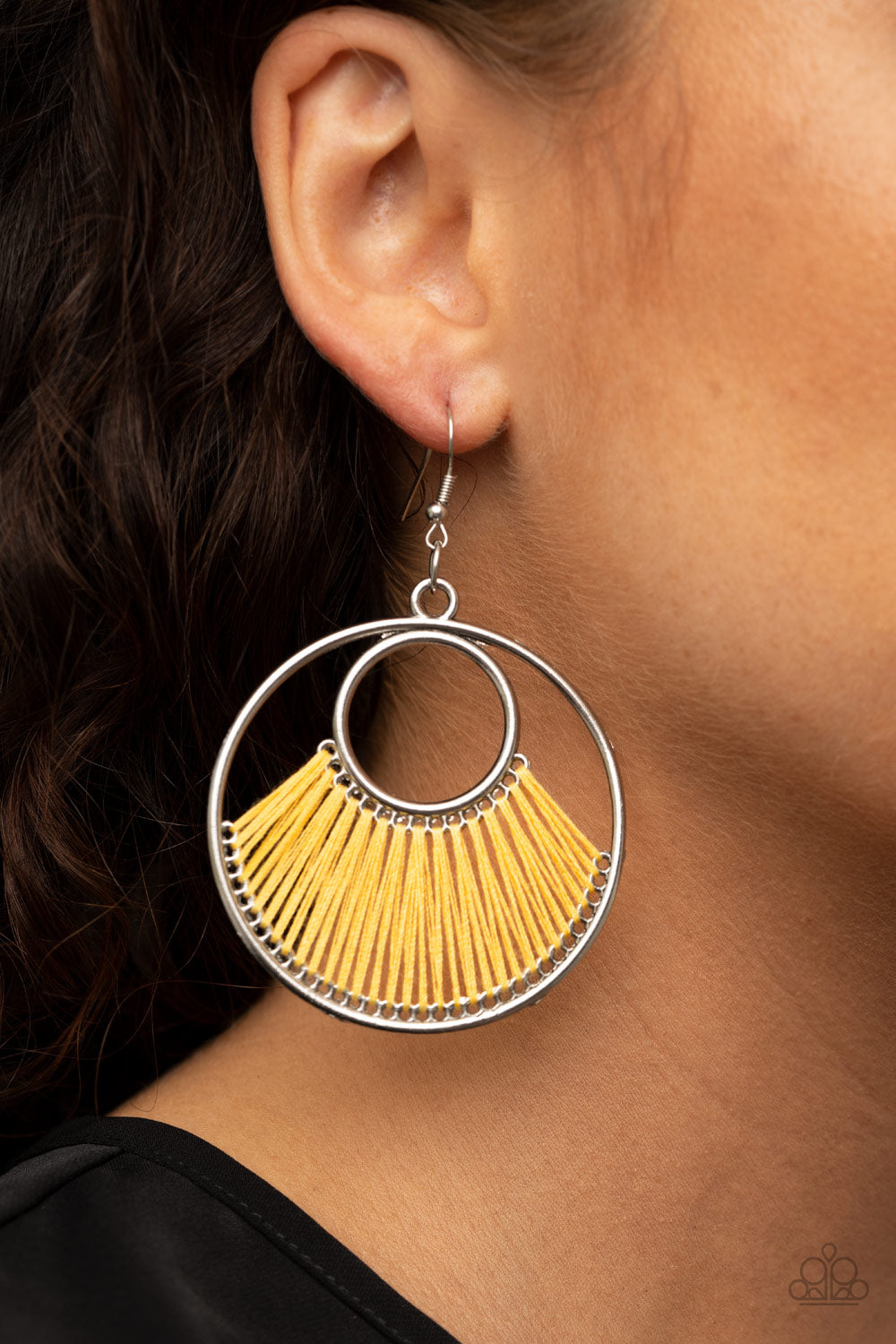 Paparazzi Really High-Strung - Yellow Earrings