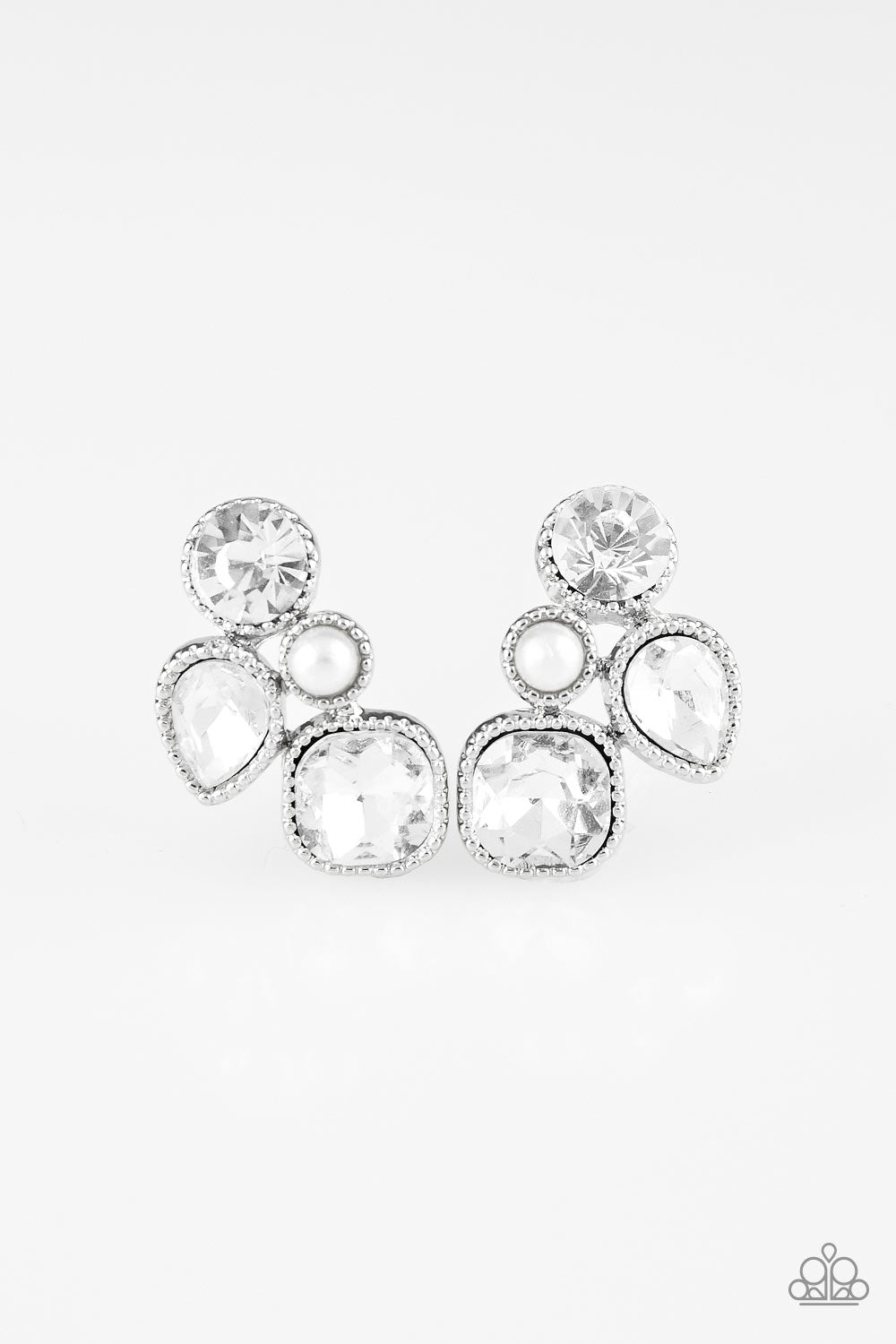 Paparazzi Super Superstar - White Earrings