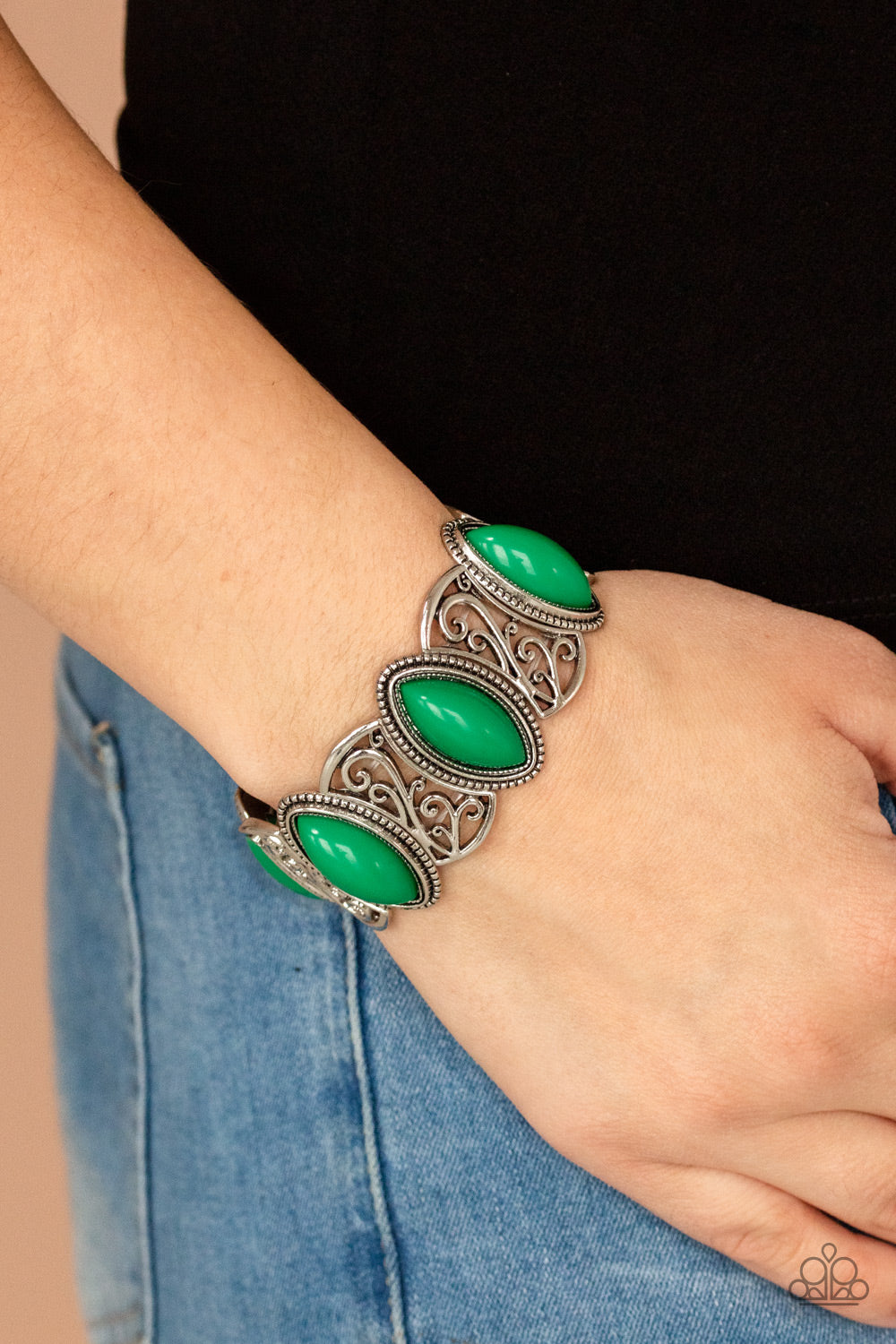 Paparazzi POP, Skip, And A Jump - Green Bracelet