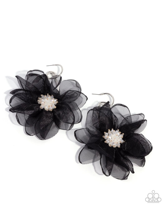 Paparazzi Cosmopolitan Chiffon - Black Hoop Earrings