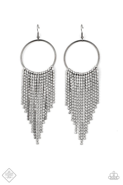 Paparazzi Streamlined Shimmer - Balck Earrings - Life Of The Party
