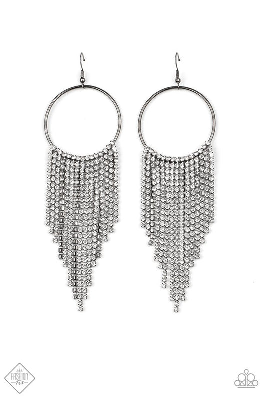 Paparazzi Streamlined Shimmer - Balck Earrings - Life Of The Party