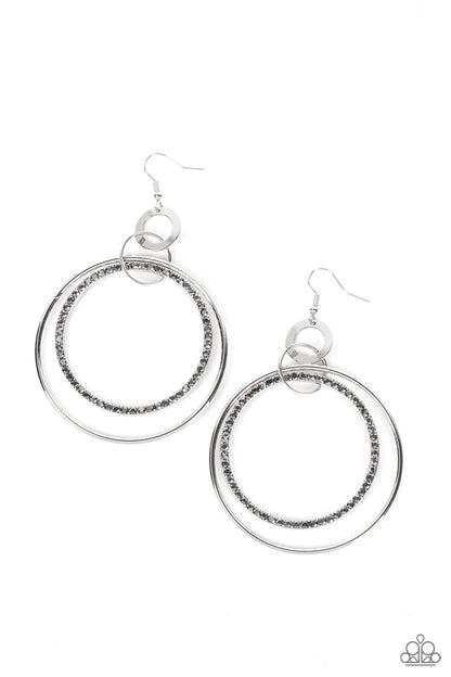 Paparazzi Haute Hysteria - Silver Hematite Earrings