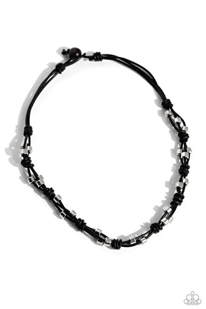 Paparazzi Braided Brawl - Black Urban Mens Necklace