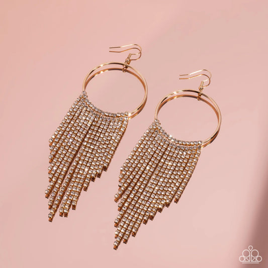 Paparazzi Streamlined Shimmer - Gold Earrings - Life Of The Party