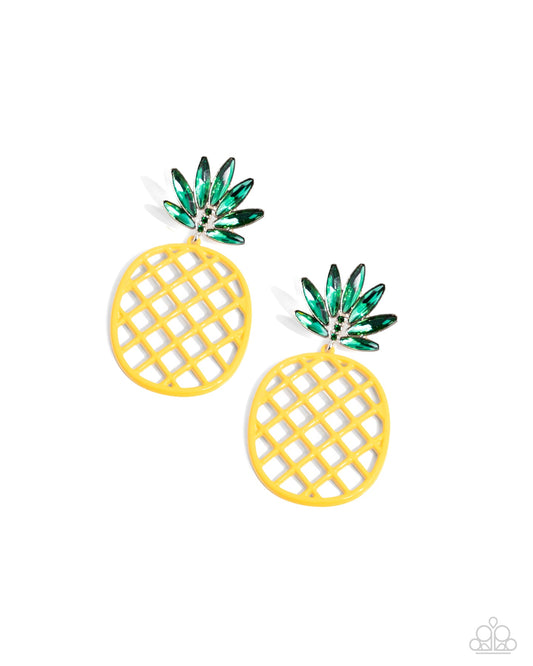 Paparazzi Pineapple Passion - Yellow Post Earrings