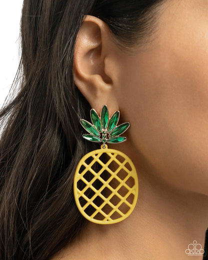 Paparazzi Pineapple Passion - Yellow Post Earrings
