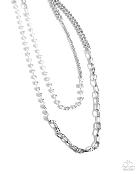 Paparazzi Boxy Brilliance - White Necklace