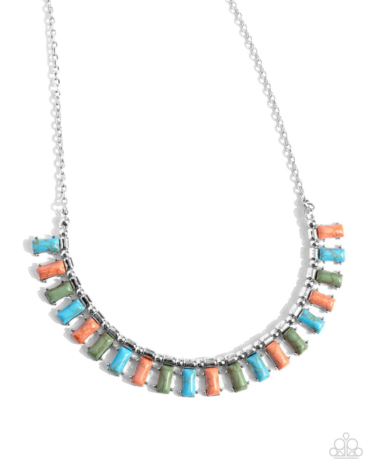 Paparazzi Stony Shimmer - Blue Multi Crackled Stone Necklace