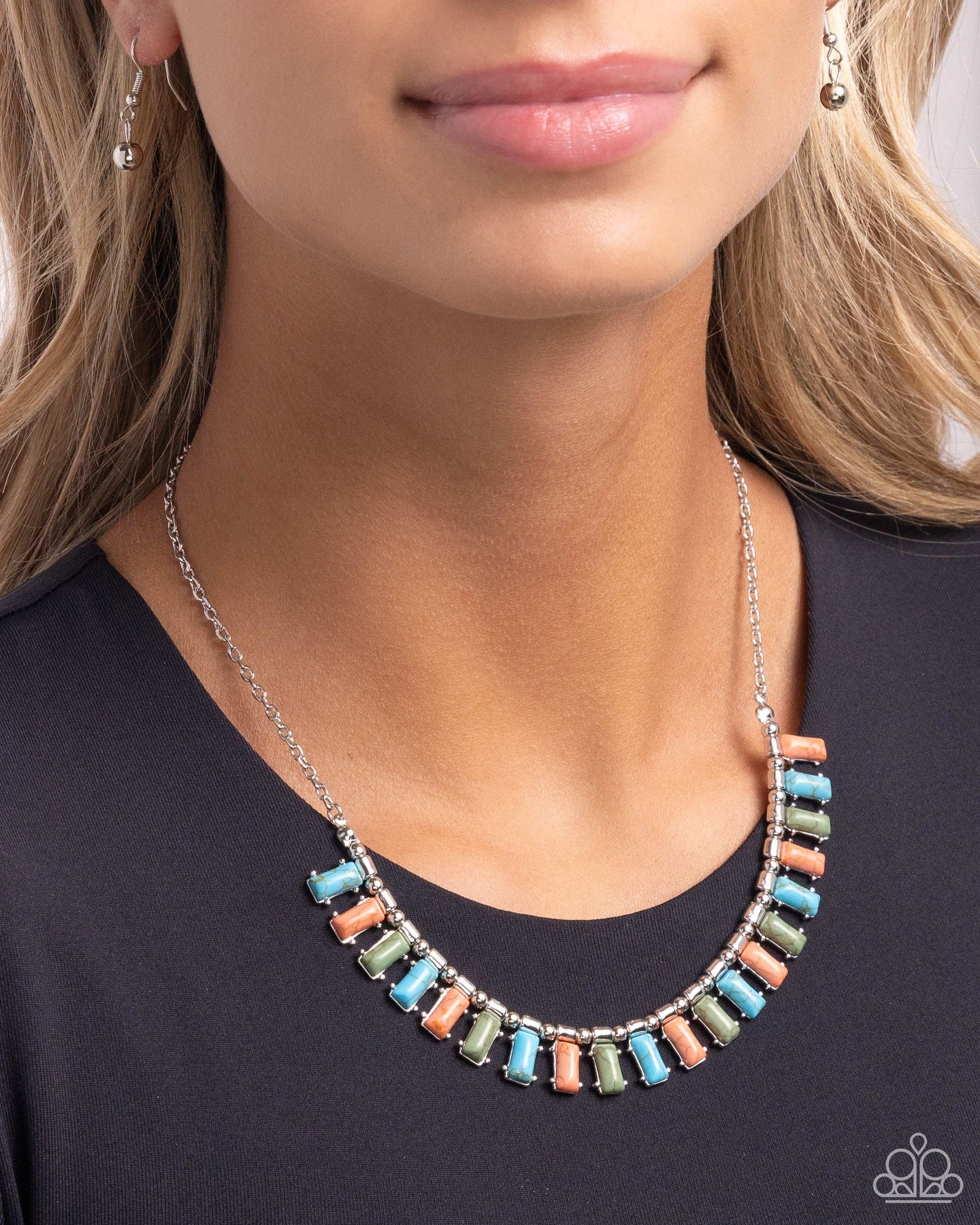 Paparazzi Stony Shimmer - Blue Multi Crackled Stone Necklace