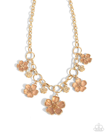 Paparazzi Secretive Sprig - Brown Gold Flower Necklace