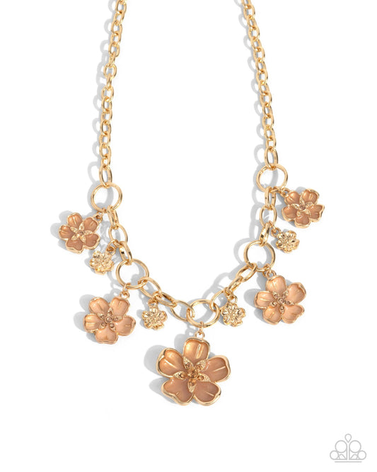 Paparazzi Secretive Sprig - Brown Gold Flower Necklace