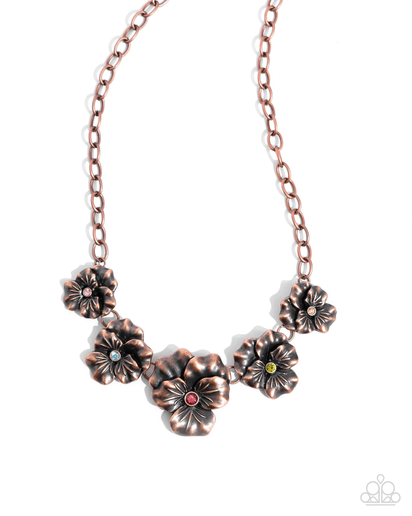 Paparazzi Blatant Botanicals - Copper Multi Flower Necklace