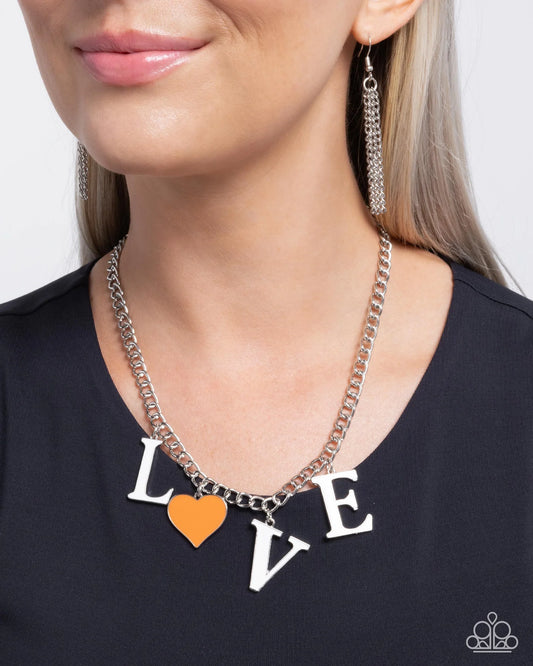 Paparazzi Lovely Lineup - Orange Heart Necklace