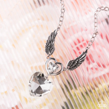 Paparazzi Customer Satisfaction - White Heart Angel Wing Necklace