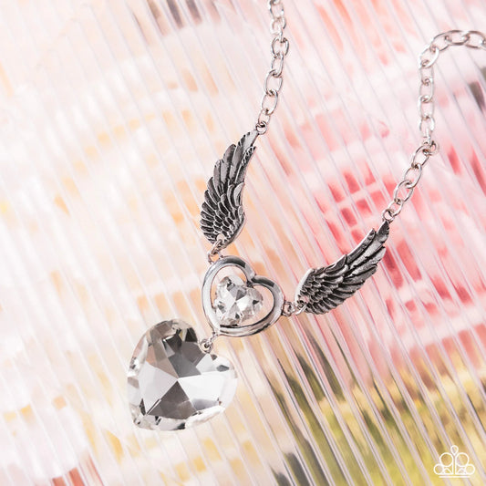 Paparazzi Customer Satisfaction - White Heart Angel Wing Necklace