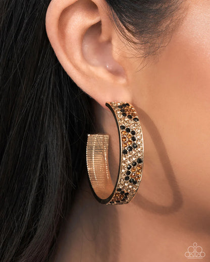 Paparazzi Cheetah Clique - Gold Hoop Earrings - Life Of The Party - January 2025