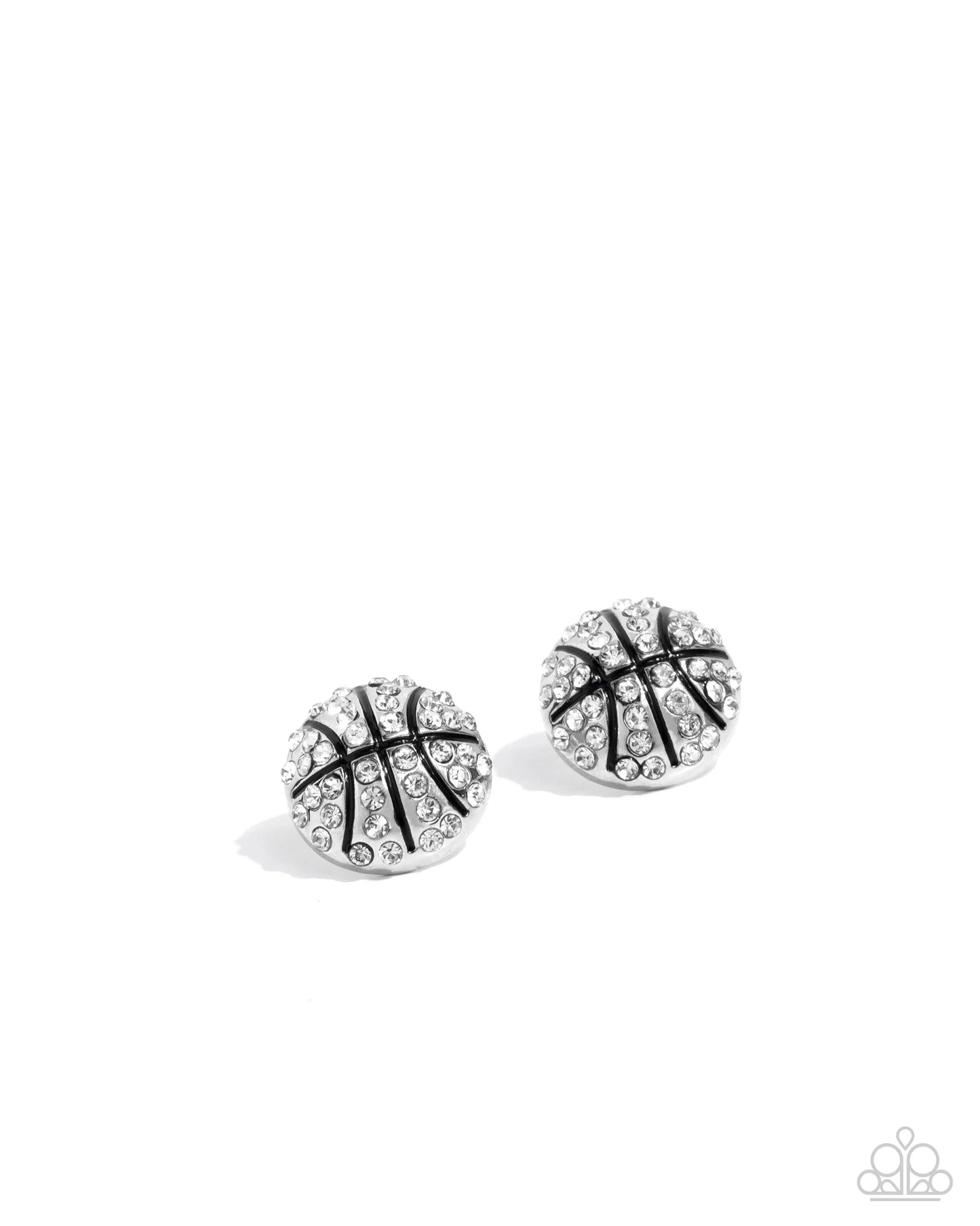 Paparazzi Shimmery Swish - White Basketball Earrings
