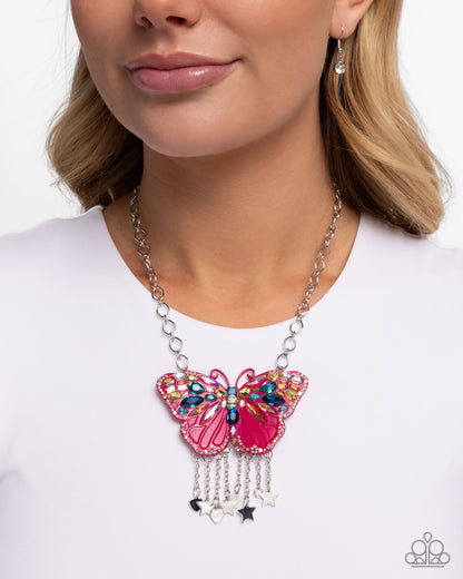 Paparazzi Mayoral Monarch - Pink Butterfly Necklace