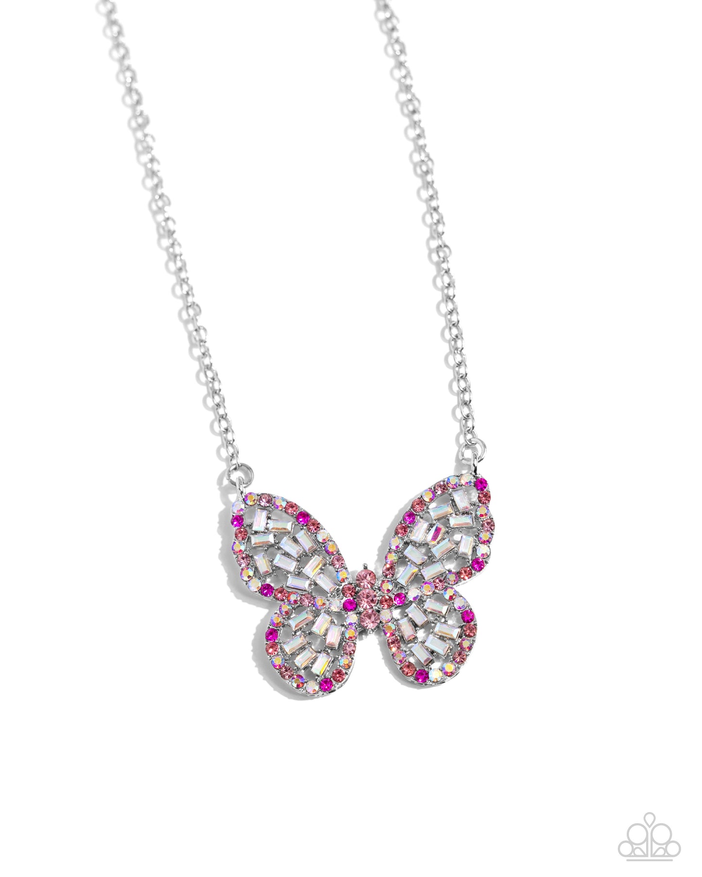 Paparazzi Aerial Academy - Pink Multi Iridescent Butterfly Necklace