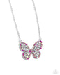 Paparazzi Aerial Academy - Pink Multi Iridescent Butterfly Necklace