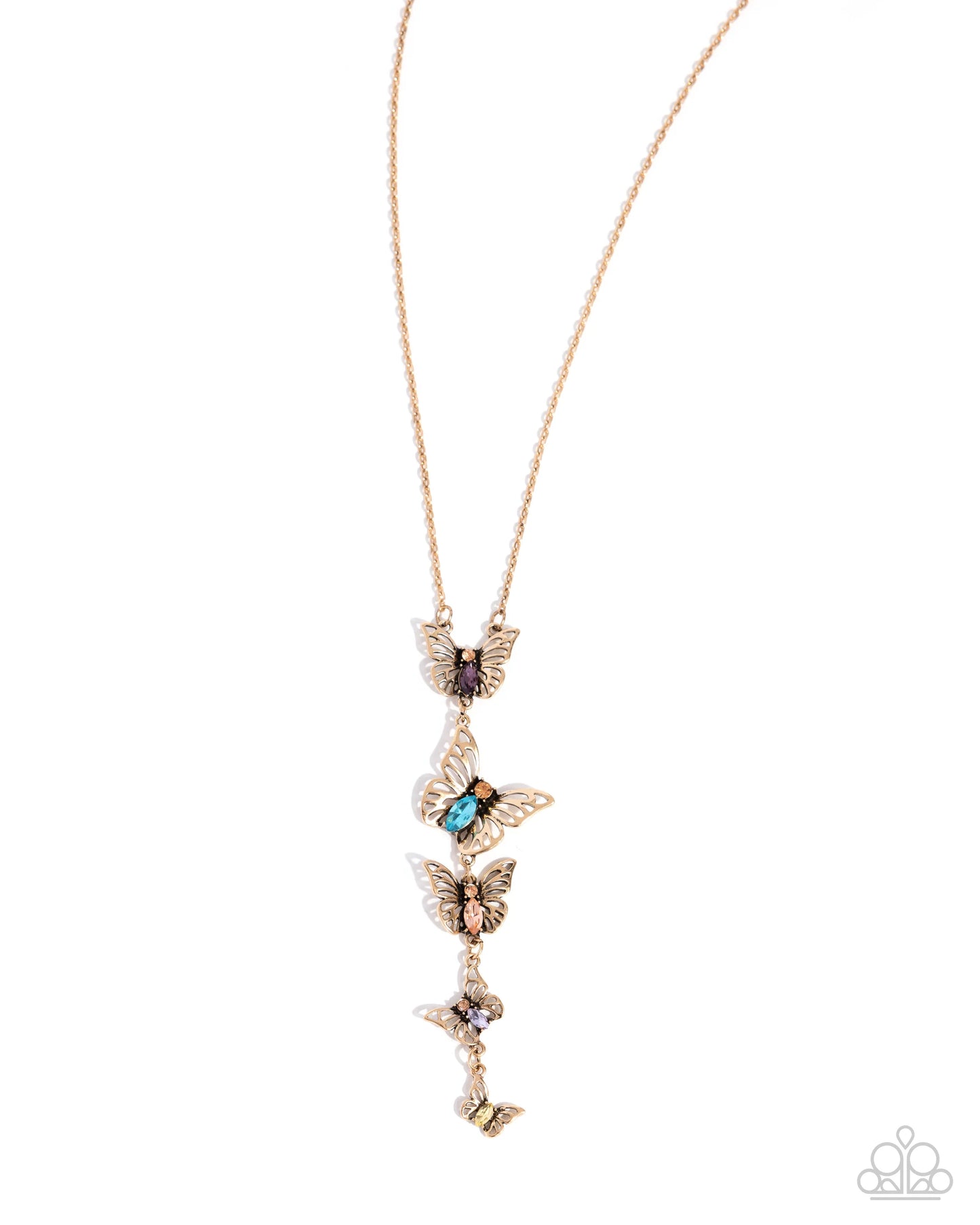 Paparazzi Aerial Addition - Multi Gold Butterfly Necklace