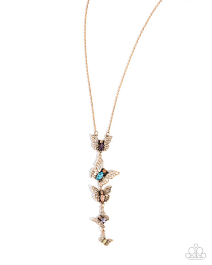 Paparazzi Aerial Addition - Multi Gold Butterfly Necklace