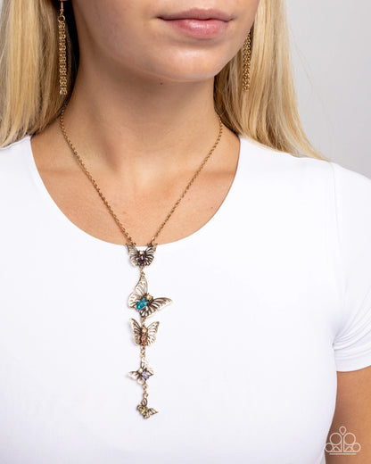 Paparazzi Aerial Addition - Multi Gold Butterfly Necklace