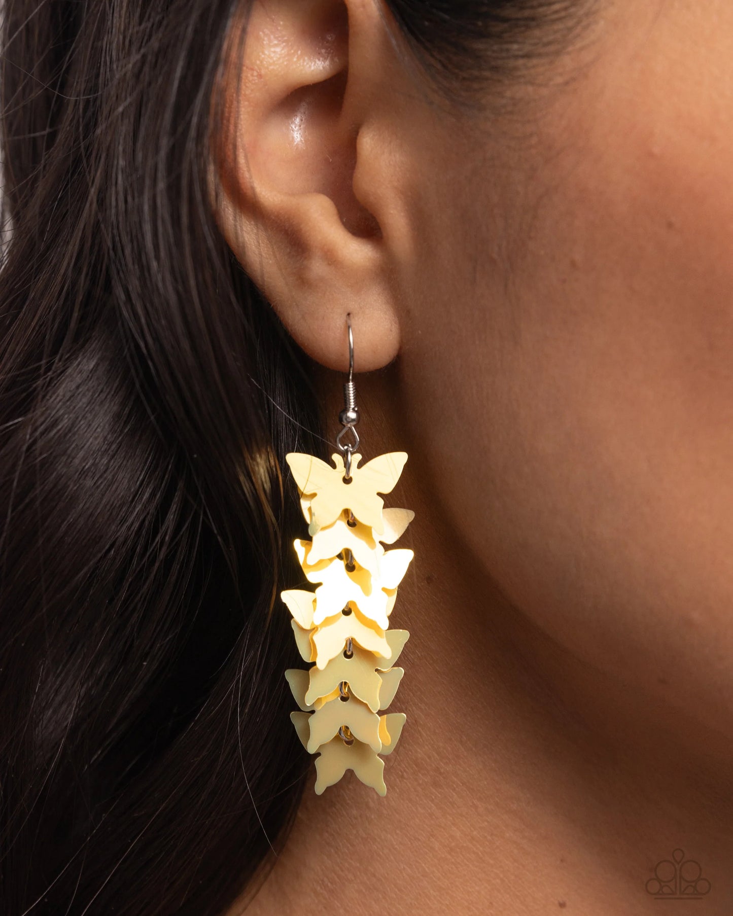 Paparazzi Aerial Ambiance - Yellow Butterfly Earrings