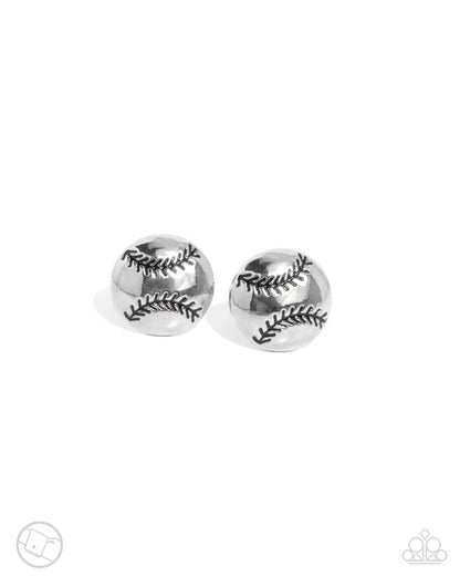 Paparazzi Baseball Backdrop - Men's Silver Cuff Links