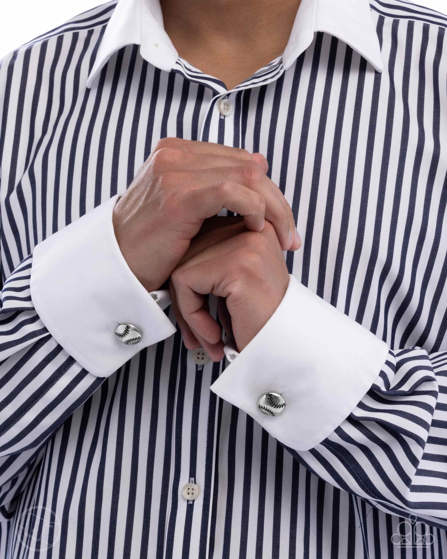 Paparazzi Baseball Backdrop - Men's Silver Cuff Links