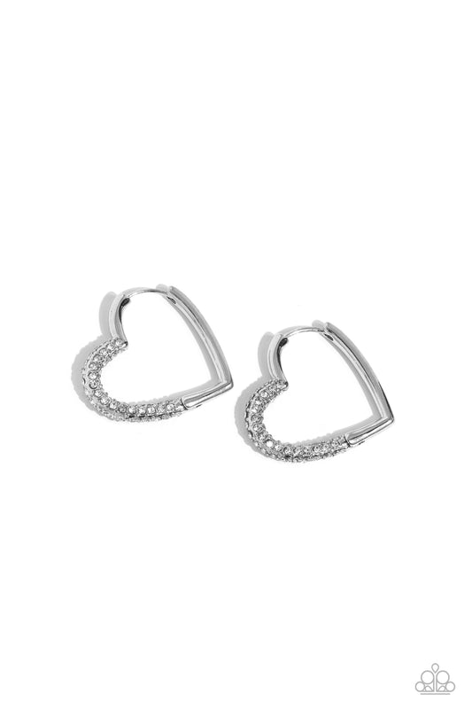 Paparazzi Be Mine, Valentine - White Heart Earrings