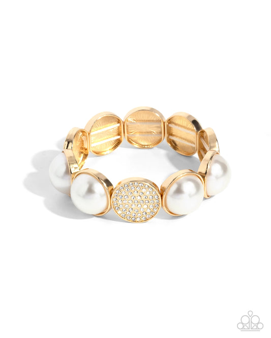 Paparazzi Believable Bling - Gold White Bracelet