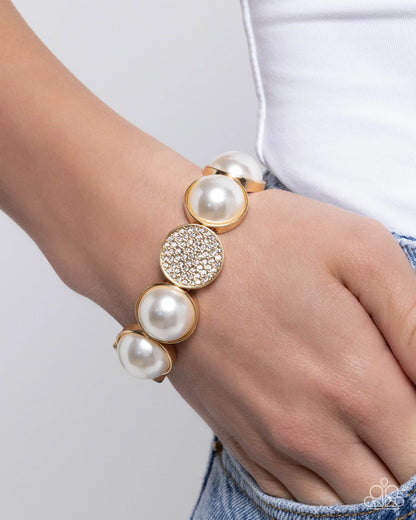 Paparazzi Believable Bling - Gold White Bracelet