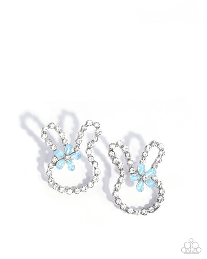 Paparazzi Bunny Backdrop - Blue White Rabbit Easter Earrings
