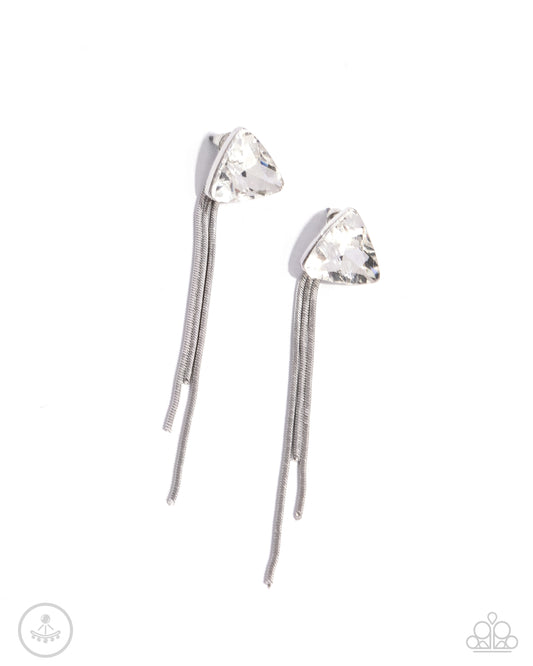 Paparazzi Candescent Class - White Post Peek A Boo Earrings