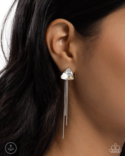 Paparazzi Candescent Class - White Post Peek A Boo Earrings