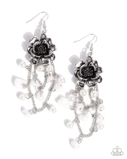 Paparazzi Carefree Cascade - White Earrings