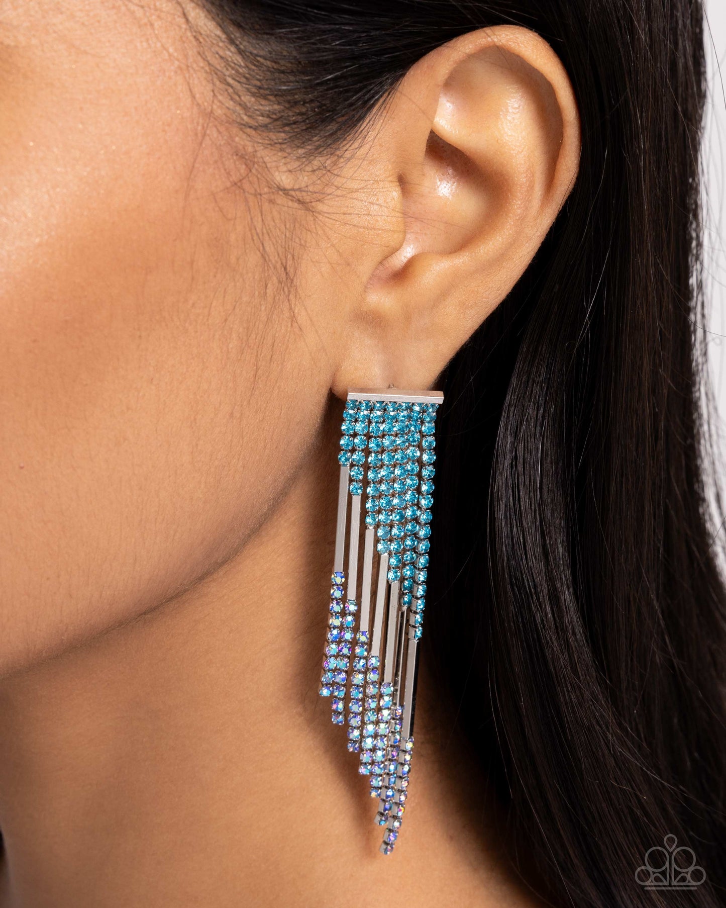 Paparazzi Careless Cascade - Blue Iridescent Earrings