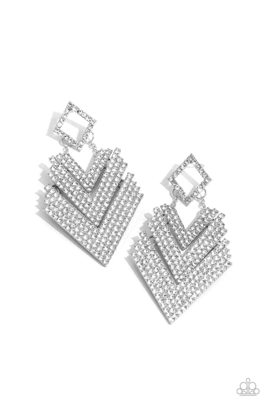 Paparazzi Cautious Caliber - White Post Earrings