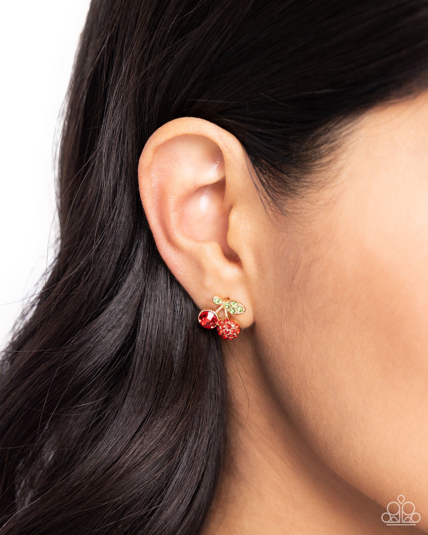 Paparazzi Cherry Candidate - Gold Red Post Earrings