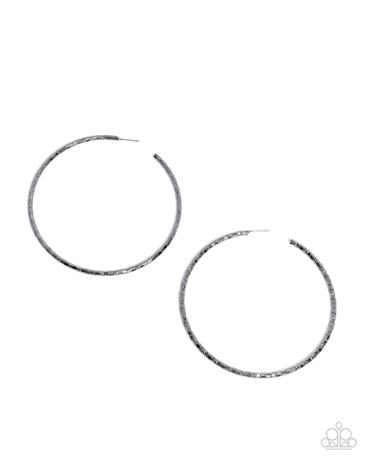Paparazzi Closer To Chic - Black Large Hoop Earrings