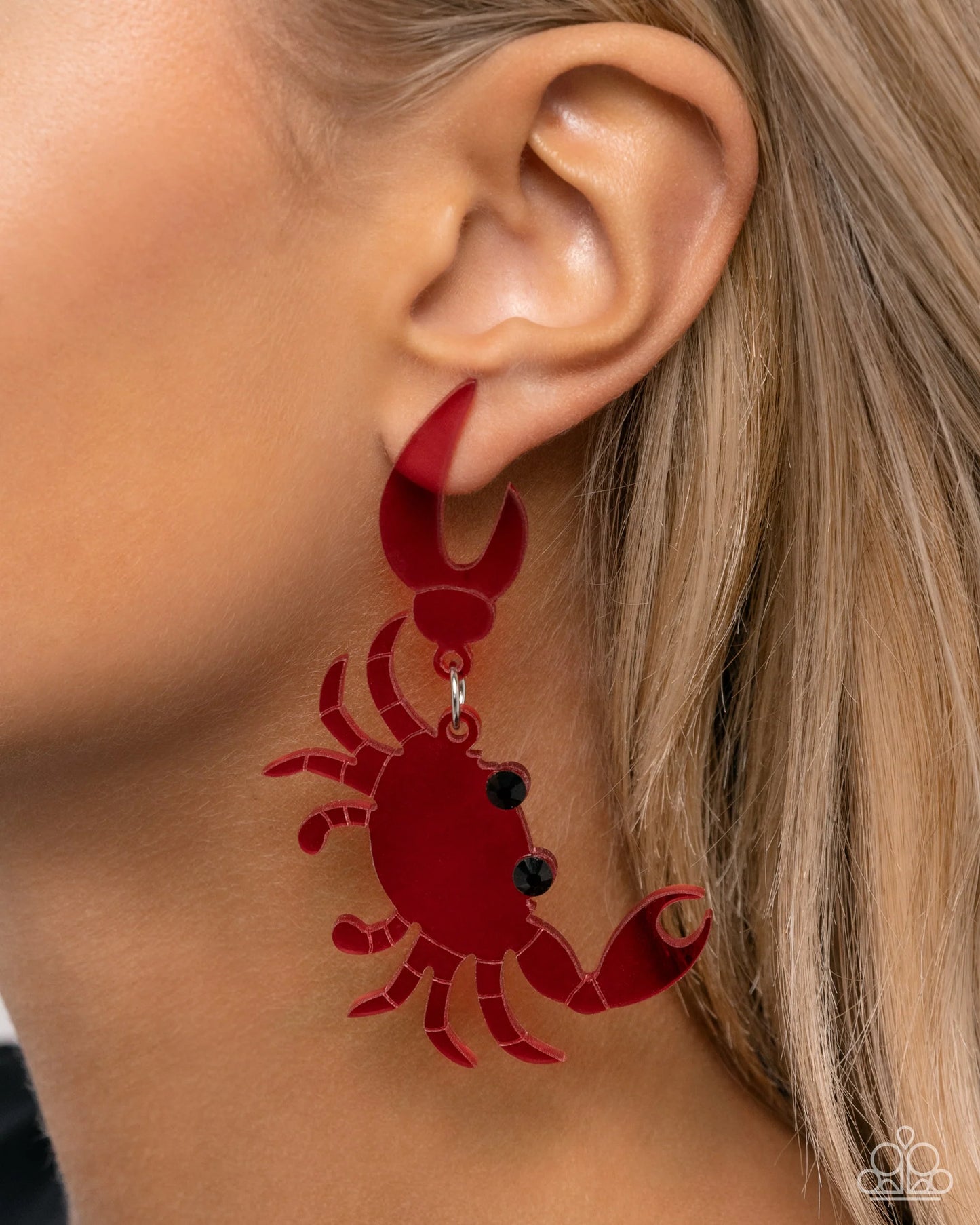 Paparazzi Crab Couture - Red Acrylic Earrings