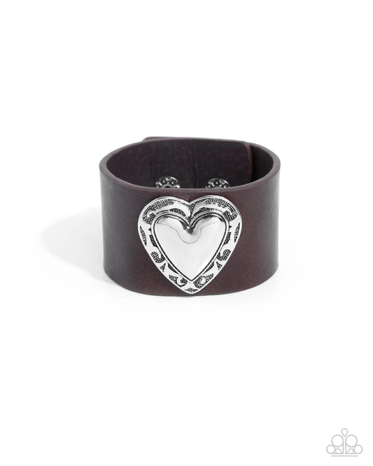 Paparazzi Decorated Debut - Brown Heart Wrap Bracelet