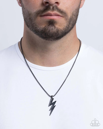 Paparazzi Electric Encore - Black Gunmetal Men's Necklace