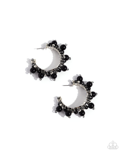 Paparazzi Elite Expanse - Black Hoop Earrings