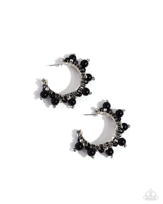 Paparazzi Elite Expanse - Black Hoop Earrings